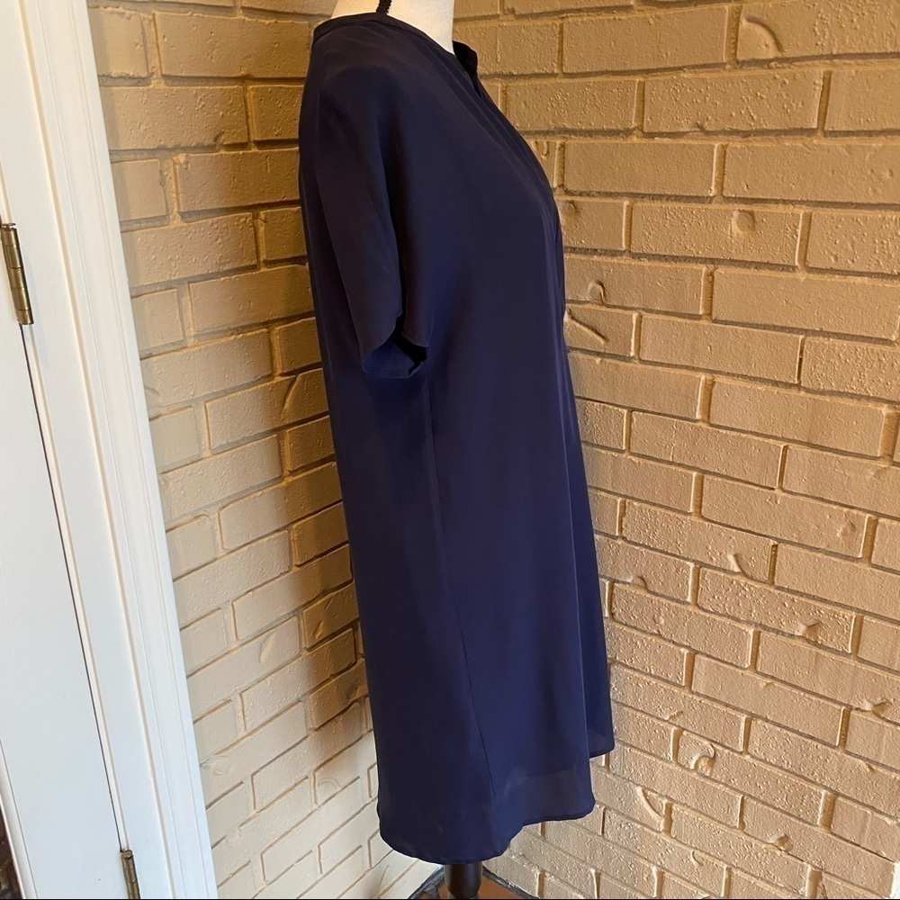NEW Tyler Boe Silk Tania Shirtdress Women’s Sz Small S Split V Neckline Blue NWT - Picture 4 of 10